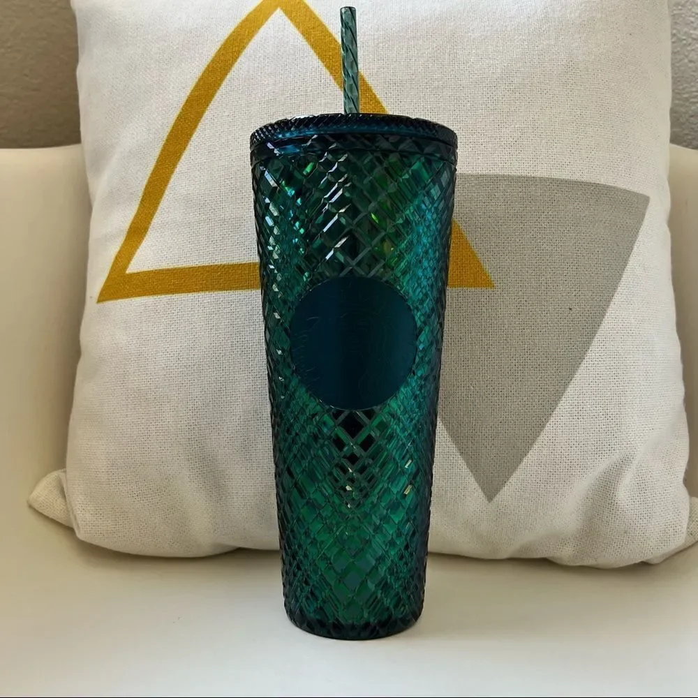 Starbucks 24oz Cold Cup Festive Bling Jeweled Blue Green
